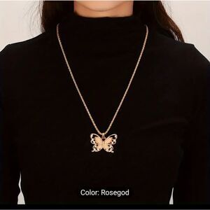 Butterfly necklace gold‎ new e27